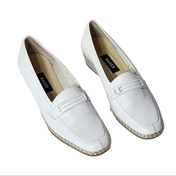 Bally White Leather Penny Loafers Flats - Picture 1 of 7